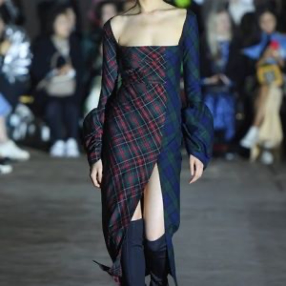 AWAKE MODE Thistle Whistle Plaid Twill Dress  A.W.A.K.E. $625 Originally $1600